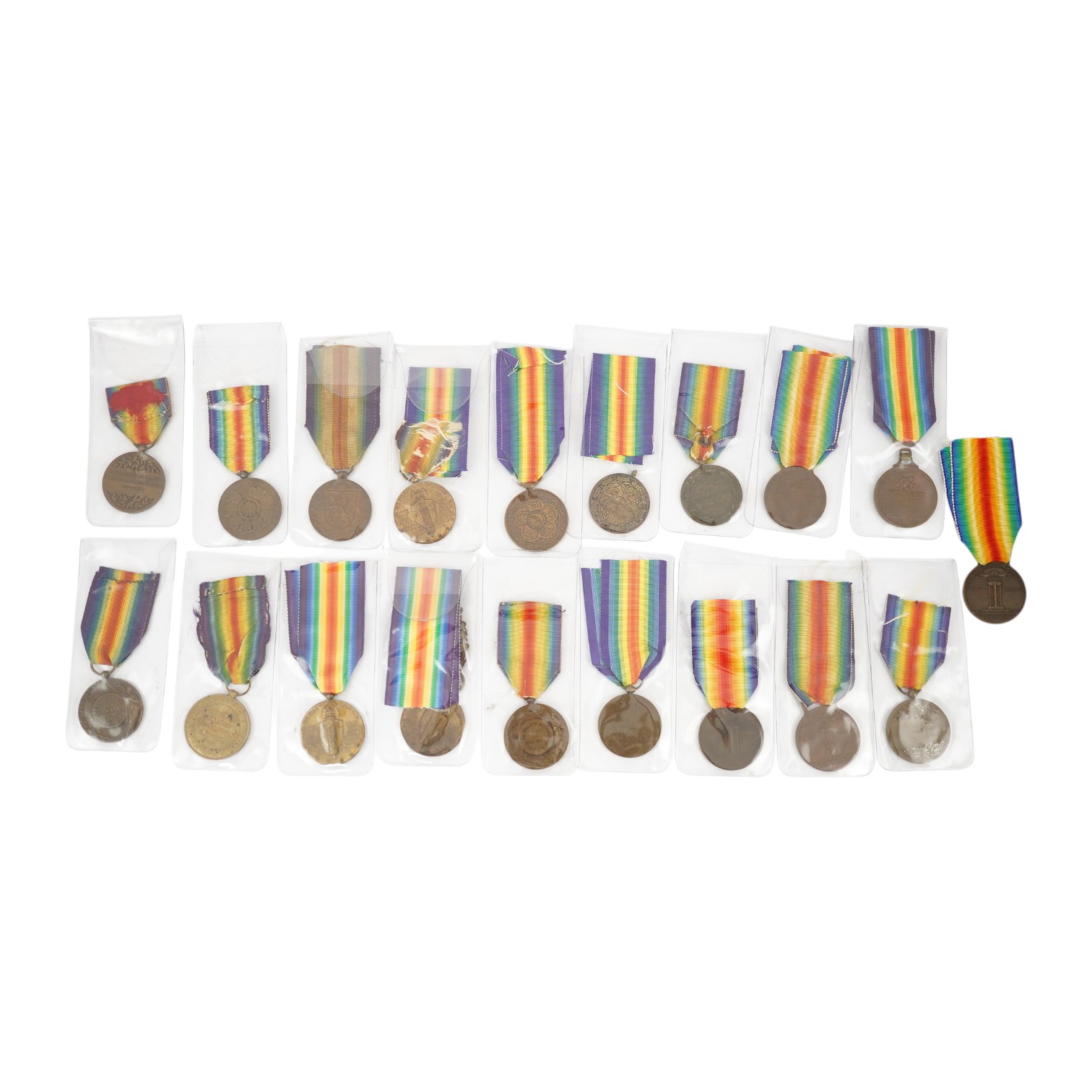 Nineteen First World War allied nations Victory Medals